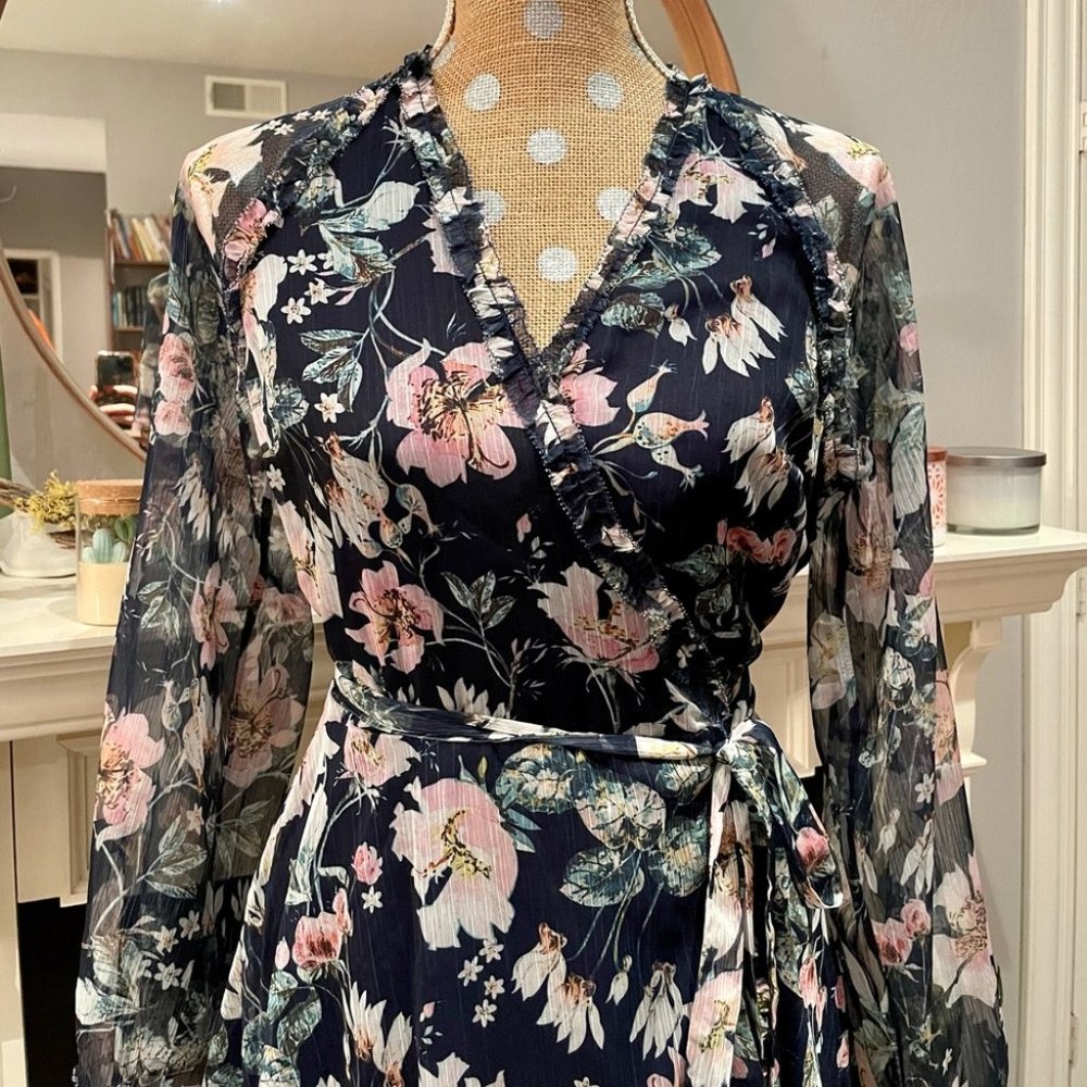 TJD The Jetset Diaries Fleur Sheer Floral Mini Long Sleeve Dress - Picture 6 of 10